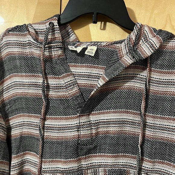 Roxy Womens Sweater XS Extra Small Red Black Aztec Knit Design V Neck Hooded - Picture 4 of 9